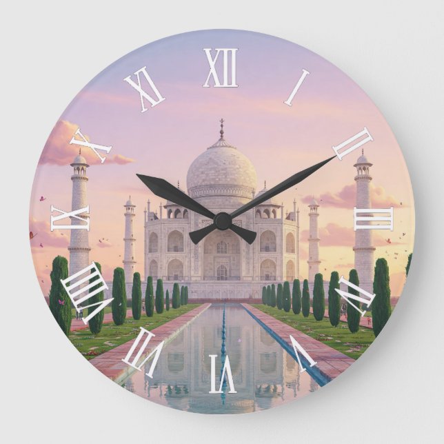 Taj Mahal Agra India Travel Souvenir Large Clock (Front)