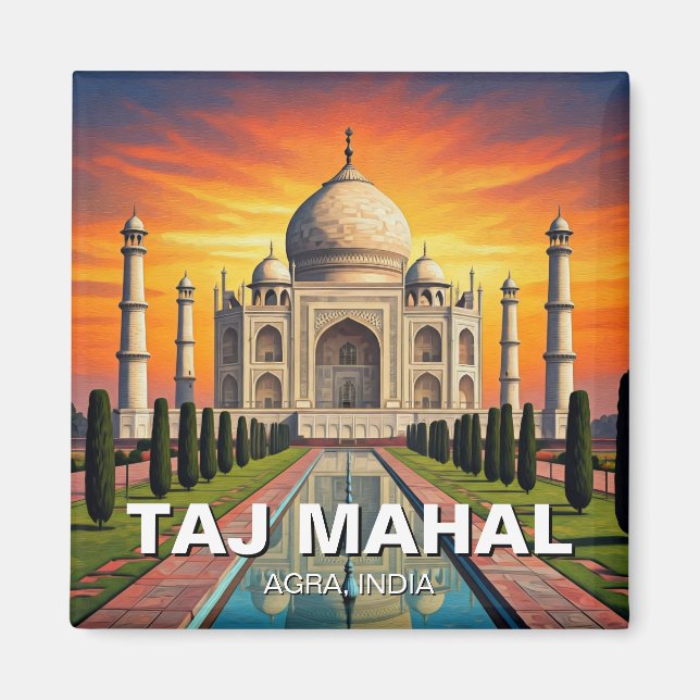 Taj Mahal Agra India Travel Sunset Magnet (Front)