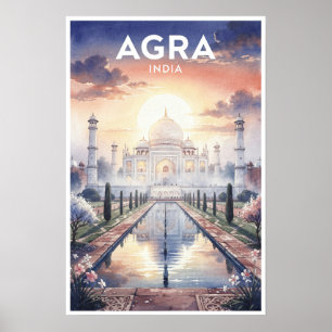 Taj Mahal Agra India Vintage Travel Poster
