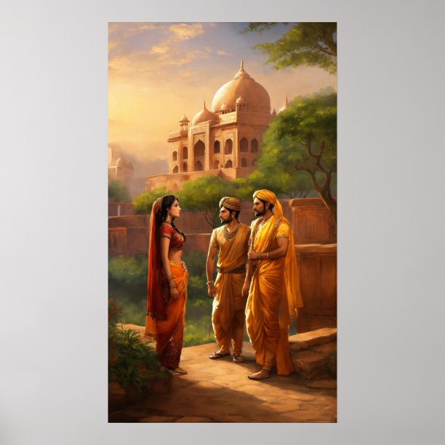 Taj Mahal Ancient Indian Painting Poster (Front)