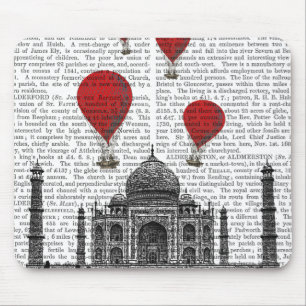 Taj Mahal and Red Hot Air Balloons Mouse Pad