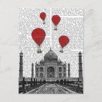 Taj Mahal and Red Hot Air Balloons