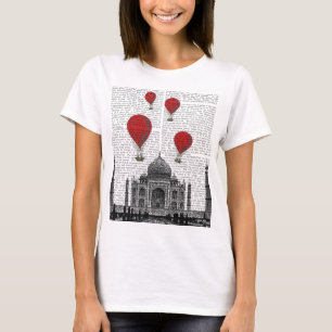 Taj Mahal and Red Hot Air Balloons T-Shirt