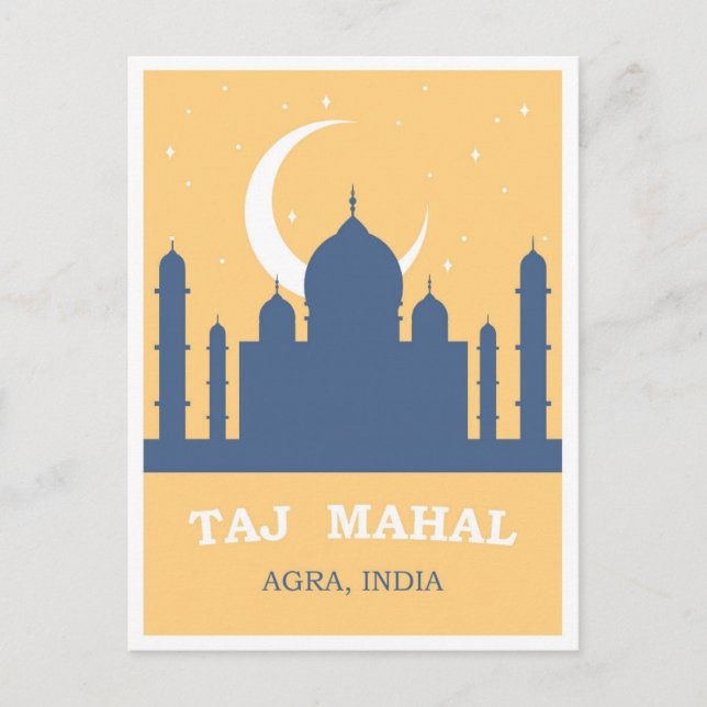 Taj Mahal at Night India Vintage Travel Postcard (Front)