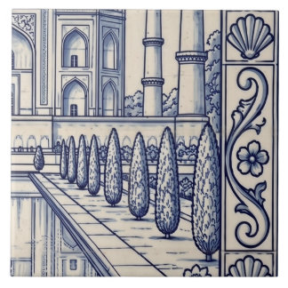 Taj Mahal Azulejo Mural Tile 4 of 6 Middle Right