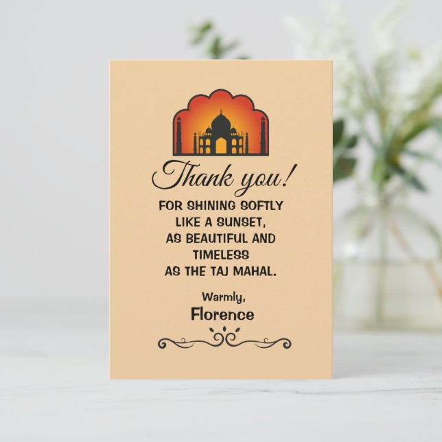 Taj Mahal Beautiful Message Thank You Card (Standing Front)