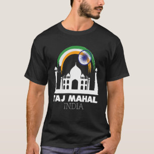 Taj Mahal From Asia With India Flag Temple From Ag T-Shirt