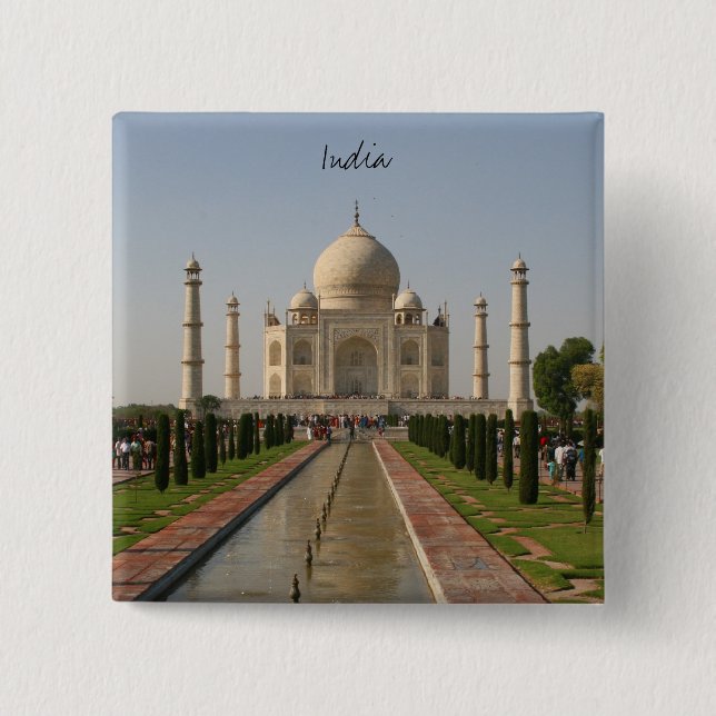 taj mahal india 15 cm square badge (Front)