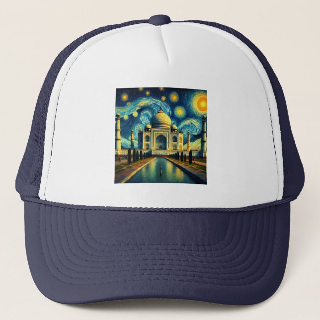 Taj Mahal India Starry Night Trucker Hat (Front)