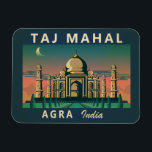 Taj Mahal India Travel Art Vintage Magnet<br><div class="desc">Taj Mahal art illustration in a retro style.</div>