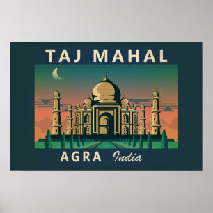 Taj Mahal India Travel Art Vintage Poster