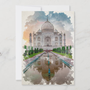 Taj Mahal India Watercolor Art  Invitation