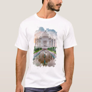 Taj Mahal India Watercolor Art T-Shirt