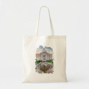 Taj Mahal India Watercolor Art Tote Bag