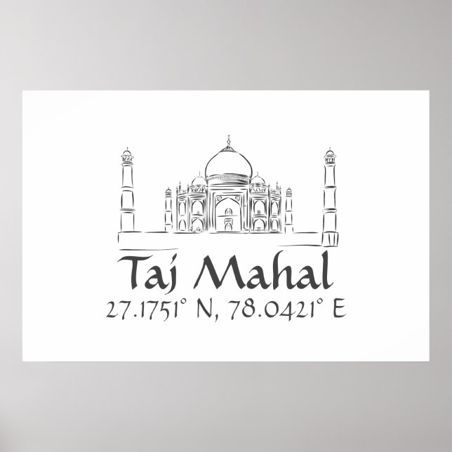 Taj Mahal Latitude  Longitude  Poster (Front)
