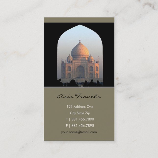 Taj Mahal Light of Dawn India Architecture Photo Business Card (Front)