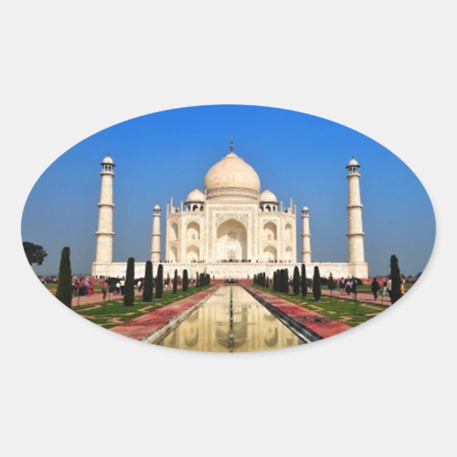 Taj Mahal Oval Sticker (Front)