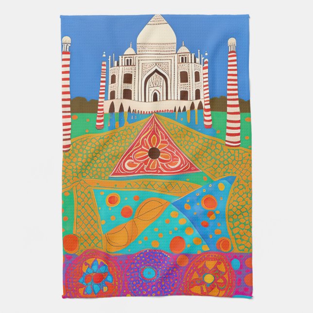 Taj Mahal painting Tea Towel (Vertical)