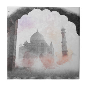 Taj Mahal Postcard Vintage Travel Ceramic Tile