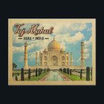 Taj Mahal Postcard Vintage Travel India<br><div class="desc">A wonderful neo vintage design featuring the Taj Mahal under blue sky in Agra,  India.</div>