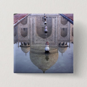 Taj Mahal reflection, Agra, Uttar Pradesh, 15 Cm Square Badge