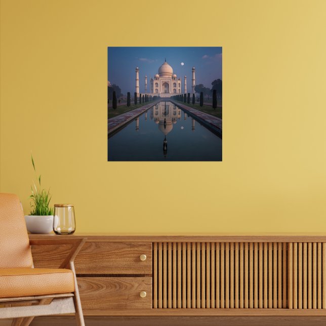 Taj Mahal Reflection Gift Wrap – Serene Moonlit Ar Poster (Living Room 2)