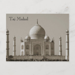 taj mahal sepia india postcard