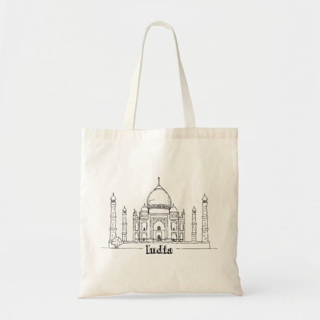 Taj Mahal Vacation Drawing Vacation Art Traveling  Tote Bag (Front)