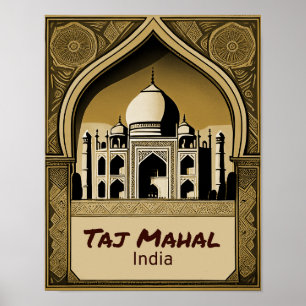 Taj Mahal Vintage Design Poster