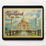 Taj Mahal Vintage Travel India Mouse Pad<br><div class="desc">A wonderful neo vintage design featuring the Taj Mahal under blue sky in Agra,  India.</div>