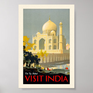 Taj Mahal Visit India Vintage Travel Poster Restor