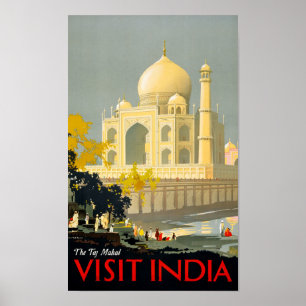 Taj Mahal Visit India Vintage Travel Poster Restor