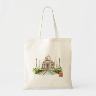 Taj Mahal Watercolor Art Print Iconic Indian Decor Tote Bag