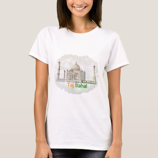Taj Mahal Watercolor Splatter T-Shirt (Front)