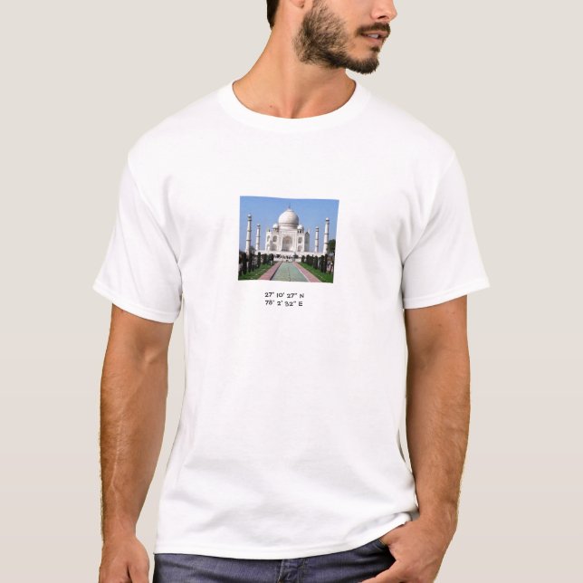 Taj Mahal with coordinates T-Shirt (Front)