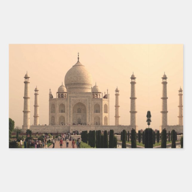 Taj Mahal with people Rectangular Sticker (Front)