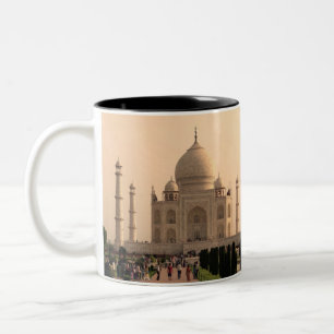 Taj Mahal with people Two-Tone Coffee Mug