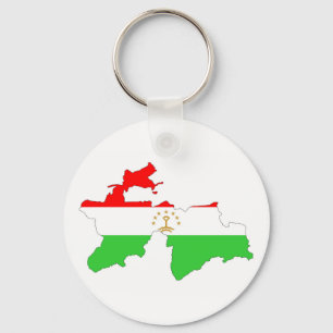 Tajikistan country flag map shape symbol key ring