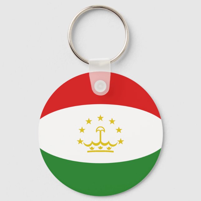 Tajikistan Fisheye Flag Keychain (Front)
