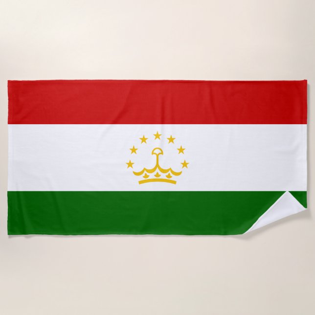 Tajikistan Flag Beach Towel (Front)