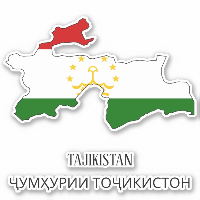Tajikistan Flag Charming Patriotic Map (Front)