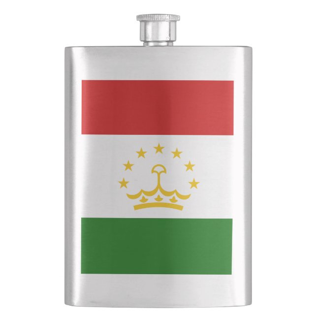Tajikistan flag hip flask (Front)