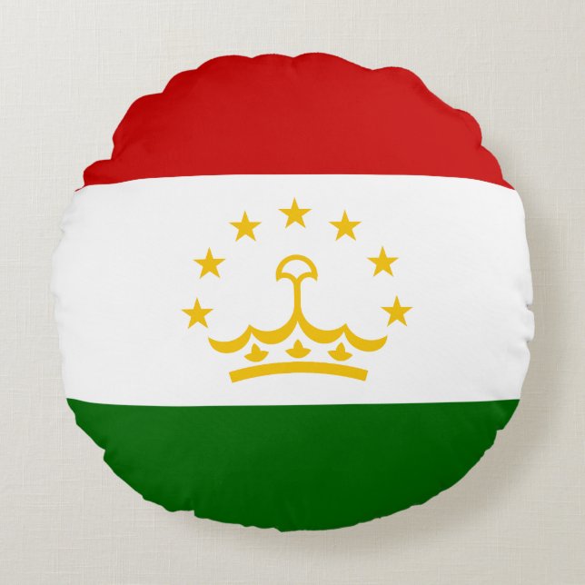 Tajikistan Flag Round Cushion (Front)