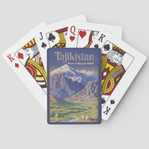 Tajikistan Landscape Illustration Travel Art Retro Playing Cards