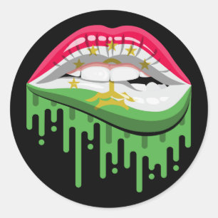 Tajikistan lips pride root flag classic round sticker