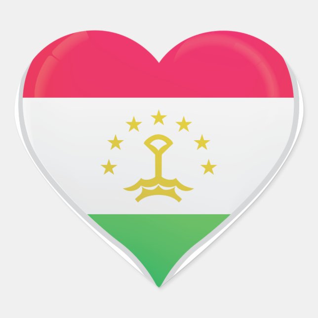 Tajikistan love flag pride heart sticker (Front)