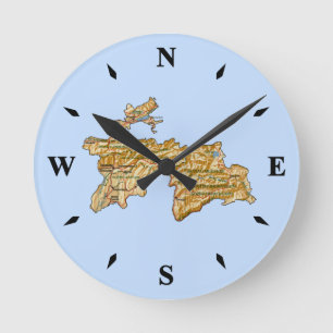 Tajikistan Map Clock
