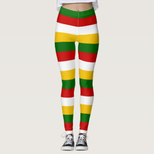 Tajikistan National Flag Colours Horizontal Stripe Leggings