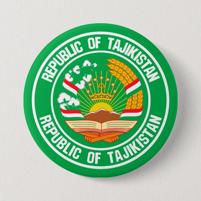 Tajikistan Round Emblem 7.5 Cm Round Badge (Front)