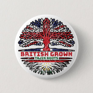 Tajikistan Tajik British UK Tree Roots Flag 6 Cm Round Badge